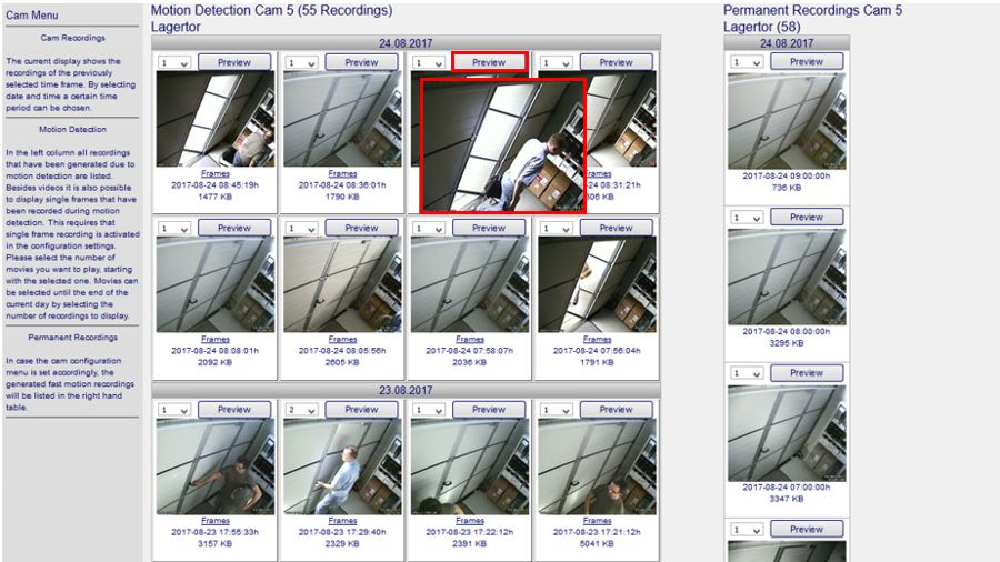 C MOR video surveillance preview